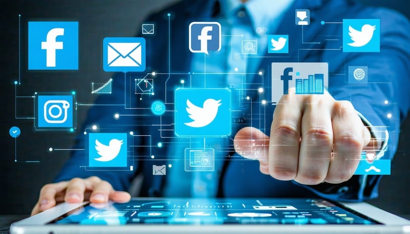 AI-driven social media marketing illustration AI-driven social media marketing illustration